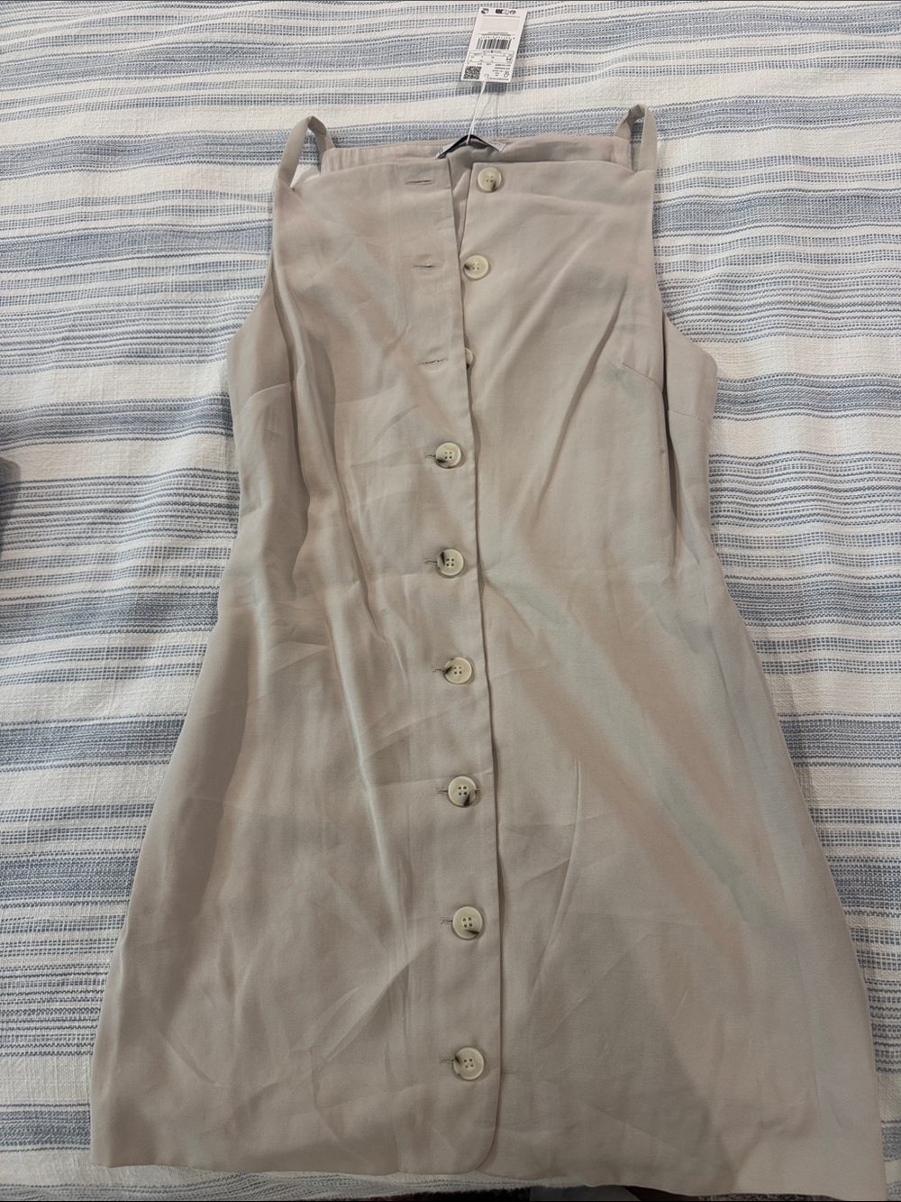 Mango Button-Front Mini Dress in Light Beige